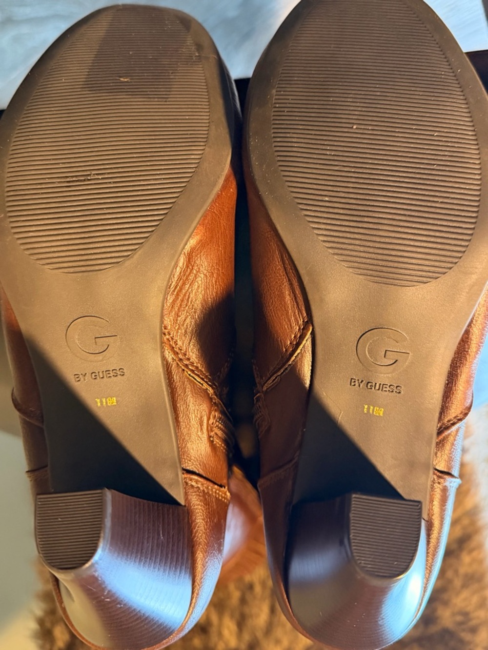 G by Guess Women's Tall Slouchy Leather Boots in Warm Brown - Picture 5 of 8